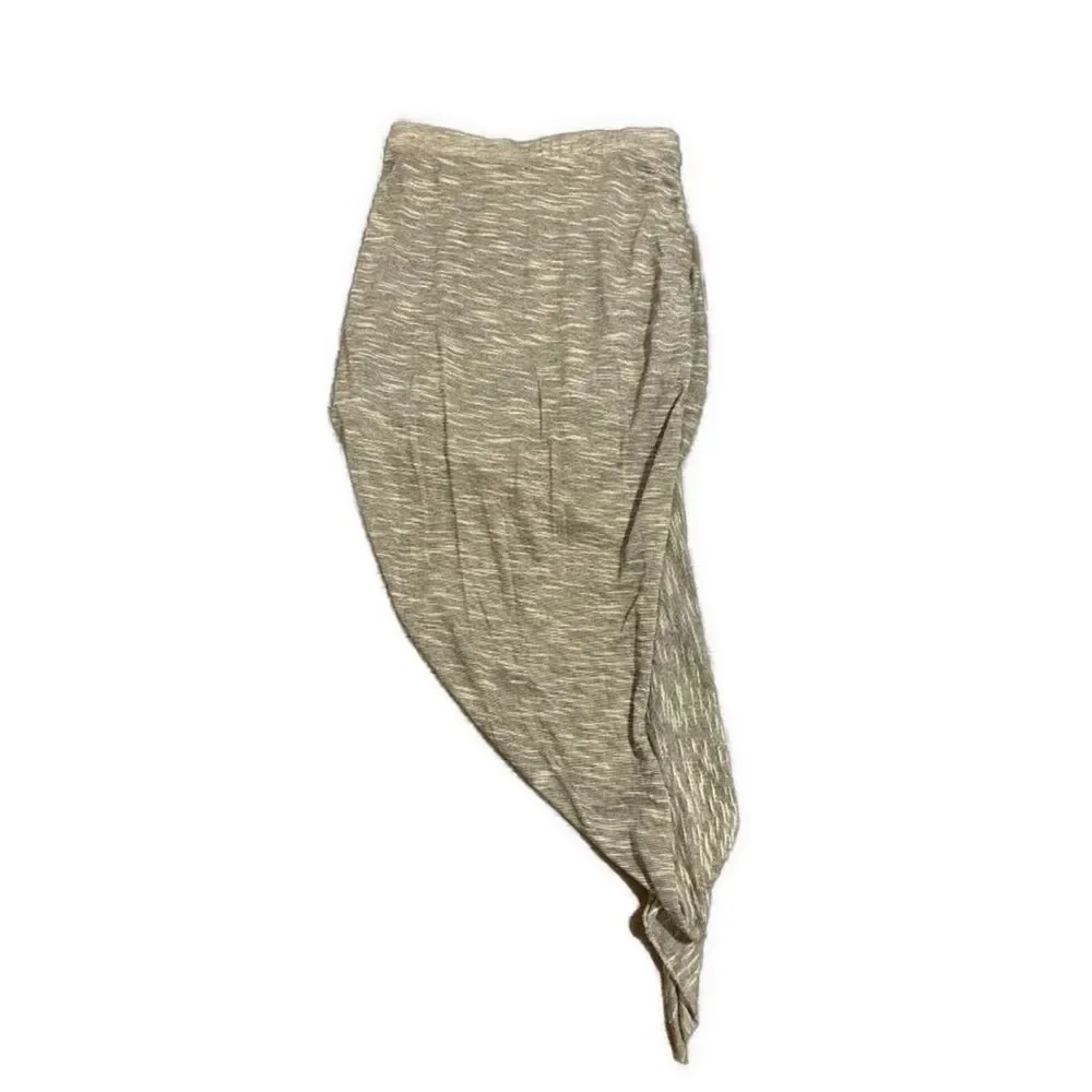 Hommage Gray Draped Twist Front Asymmetrical Midi Skirt Rayon Small